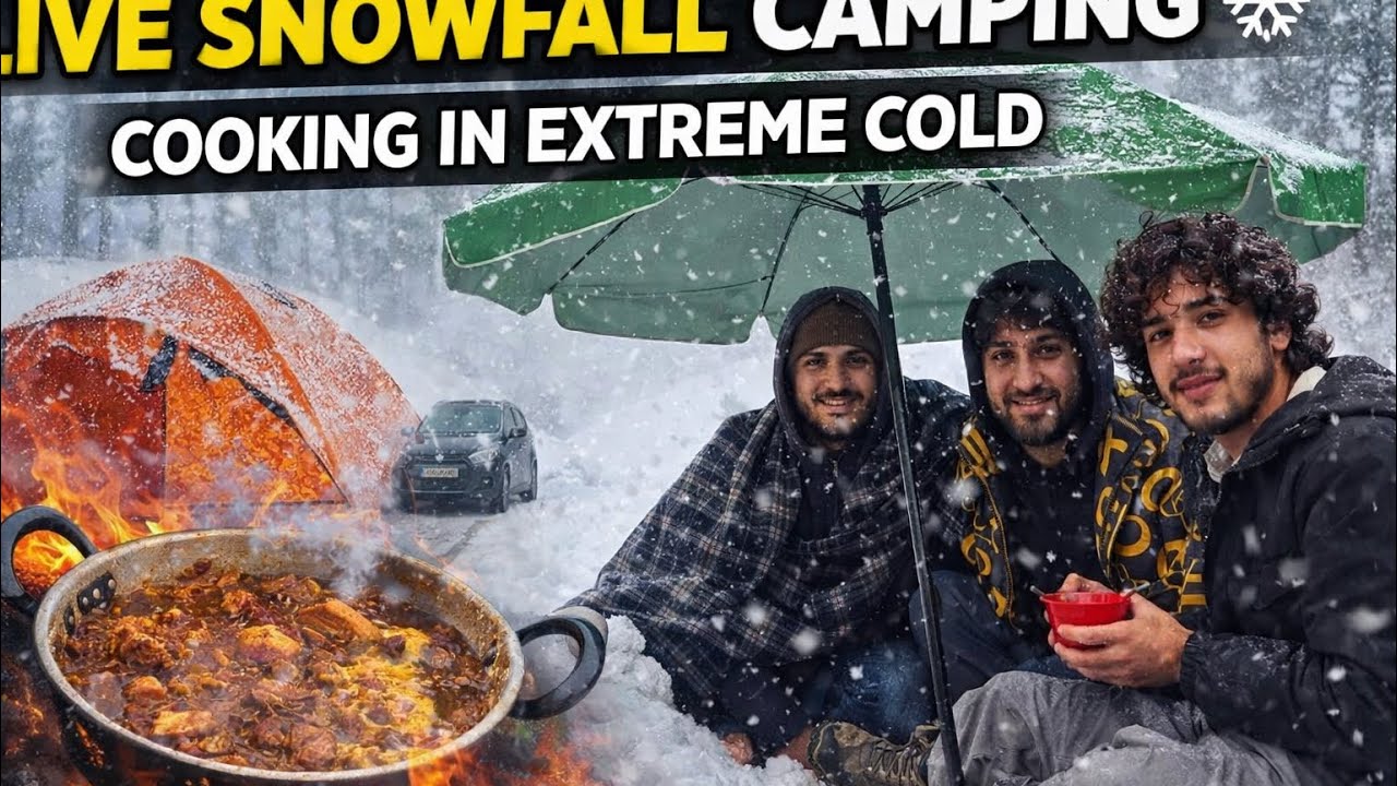	“Snow Road Almost Impossible 😨 | Extreme Snow Camping & Fire Cooking 🔥”