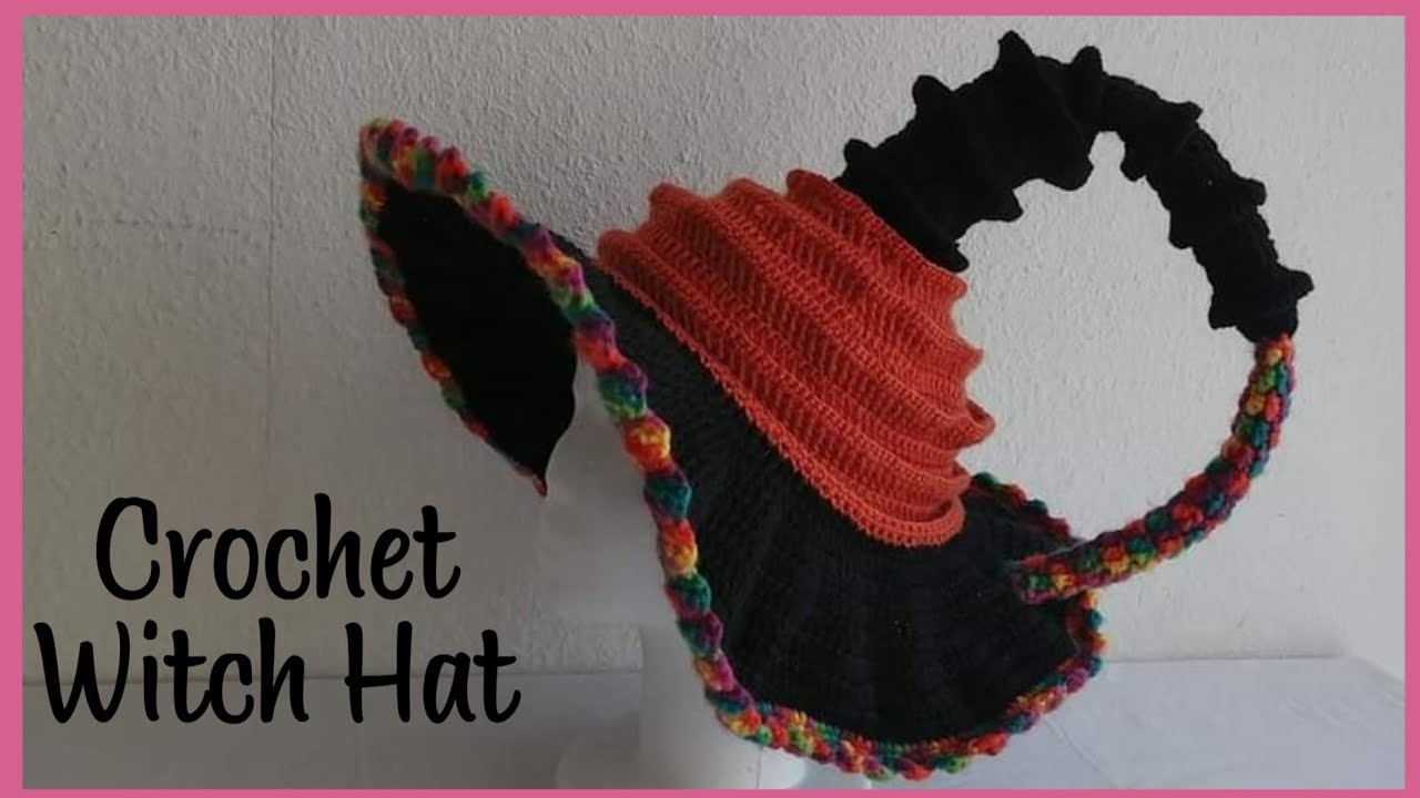 Crochet Colorful Witch Hat for Halloween