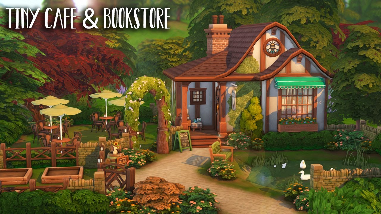 Tiny Café & Bookstore ☕📚...(Sims 4 Speed Build)