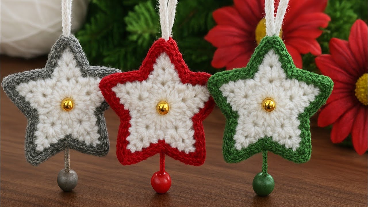 Super Cute ⭐ Crochet Star Ornament with Jingle Bells | Christmas Decoration