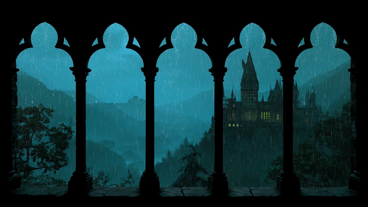4K Rainy Medieval Castle Window View: Deep Sleep with Gentle Rain Sounds and Cozy Castle Ambience