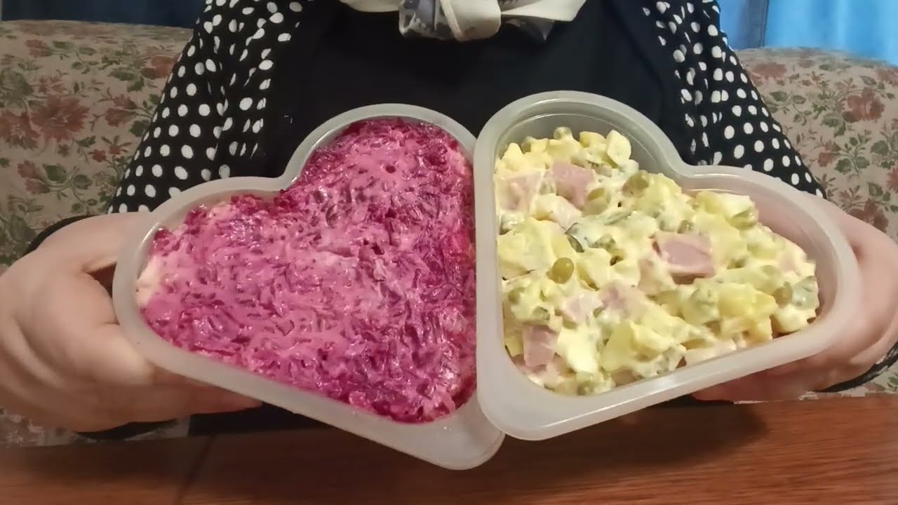 Оливье и Сельдь под Шубой😋 МУКБАНГ с юмором 😅