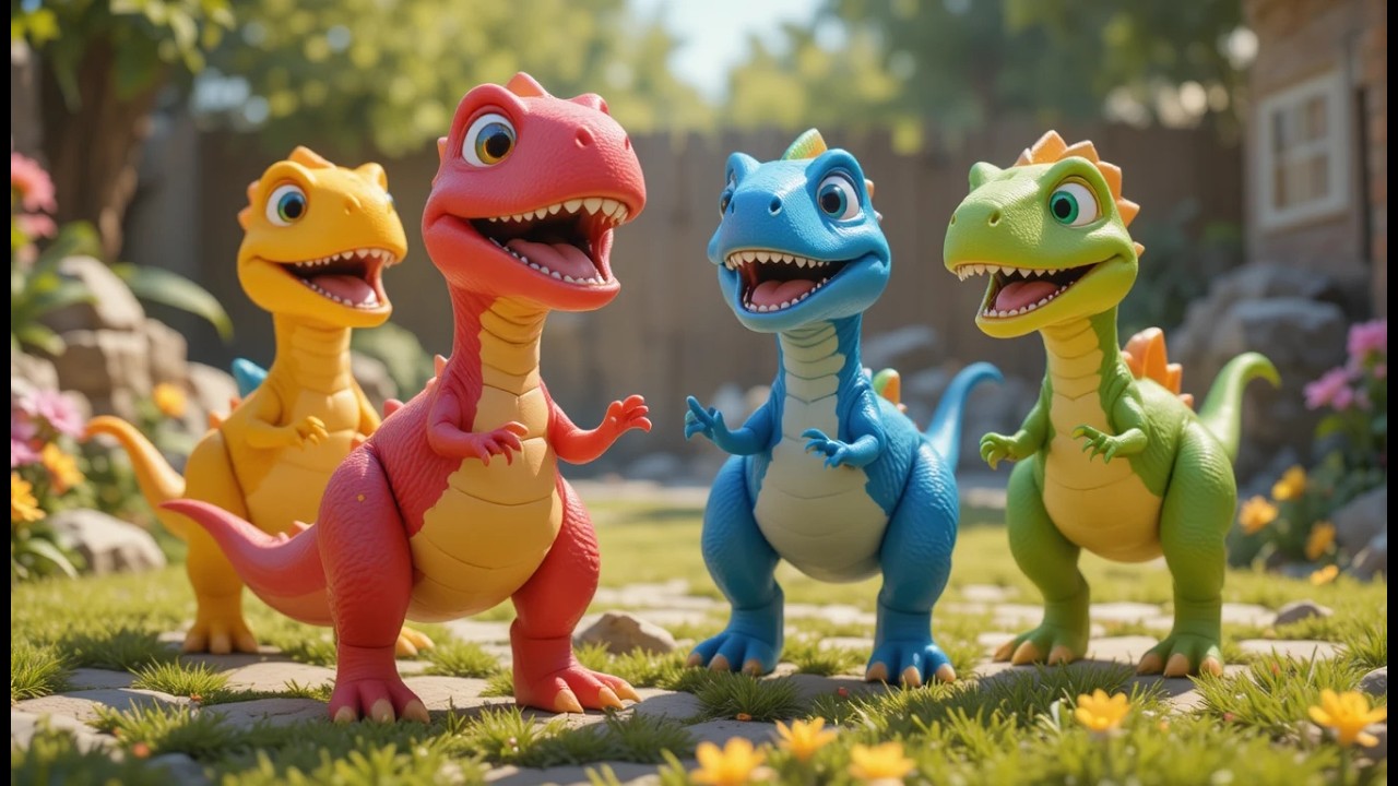 Four Little Toy Dinosaurs Stomp Stomp Stomp | Dinosaur Songs & Prehistoric Rhymes