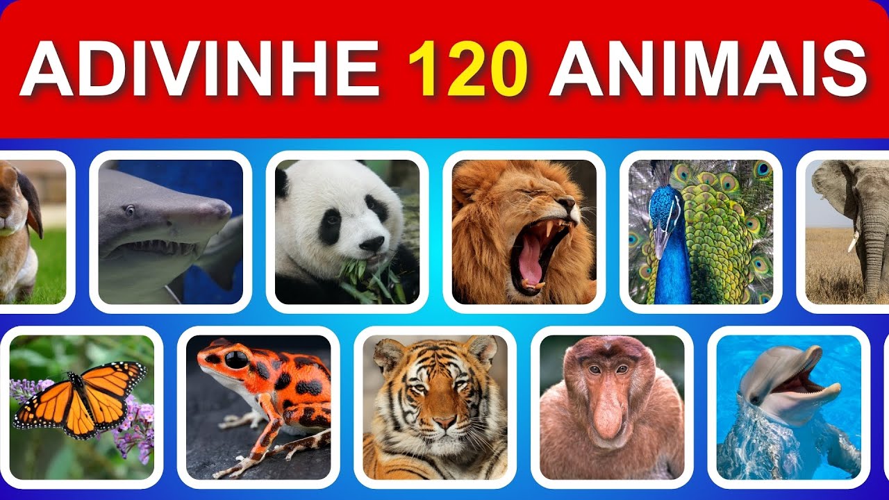 Adivinhe 120 Animais em 3 Segundos Fácil, Médio, Difícil, Impossível
