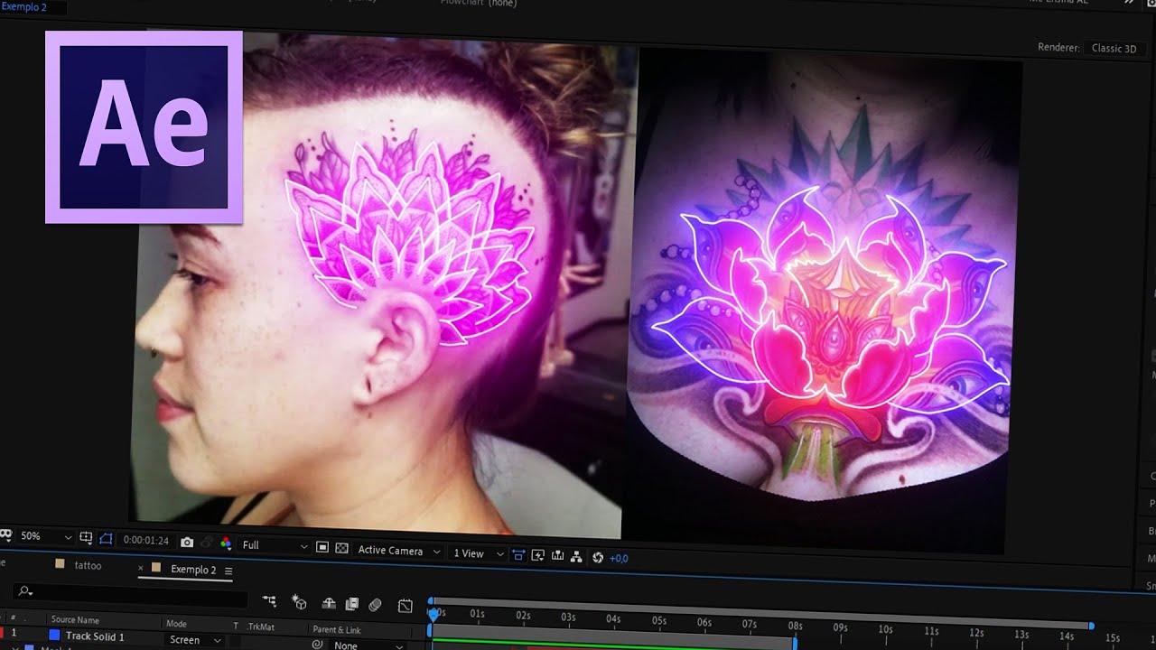 Como fazer TATUAGEM NEON no AFTER EFFECTS - Neon Tattoo