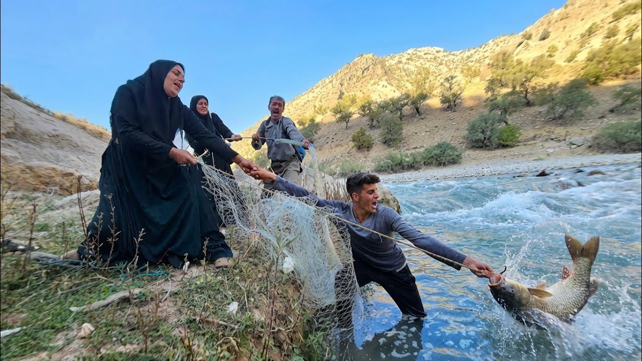 Risking Their Lives to Catch Fish in a Powerful River | Real Nomadic Life