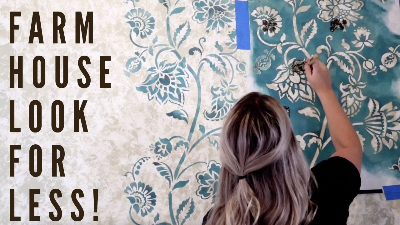 Farmhouse Wallpaper Made With Wall Stencils