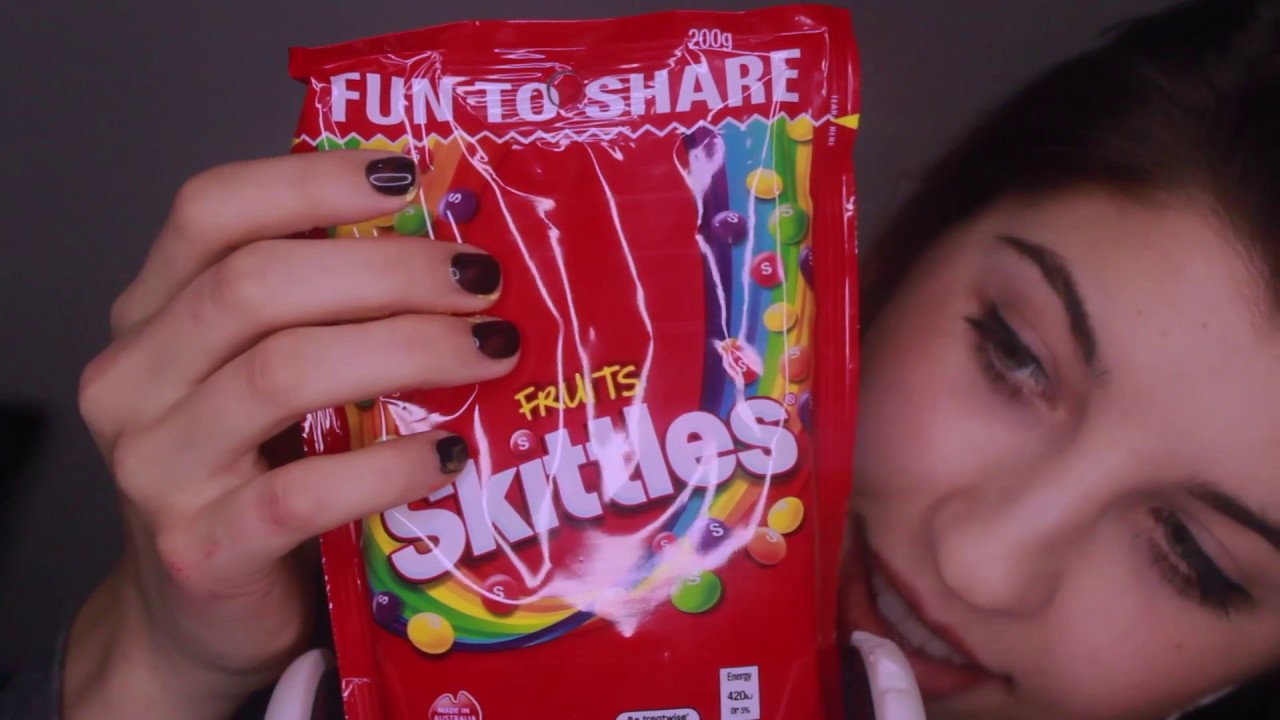 ASMR Guessing the Rainbow ~ Skittles Eating Sounds & Whispers