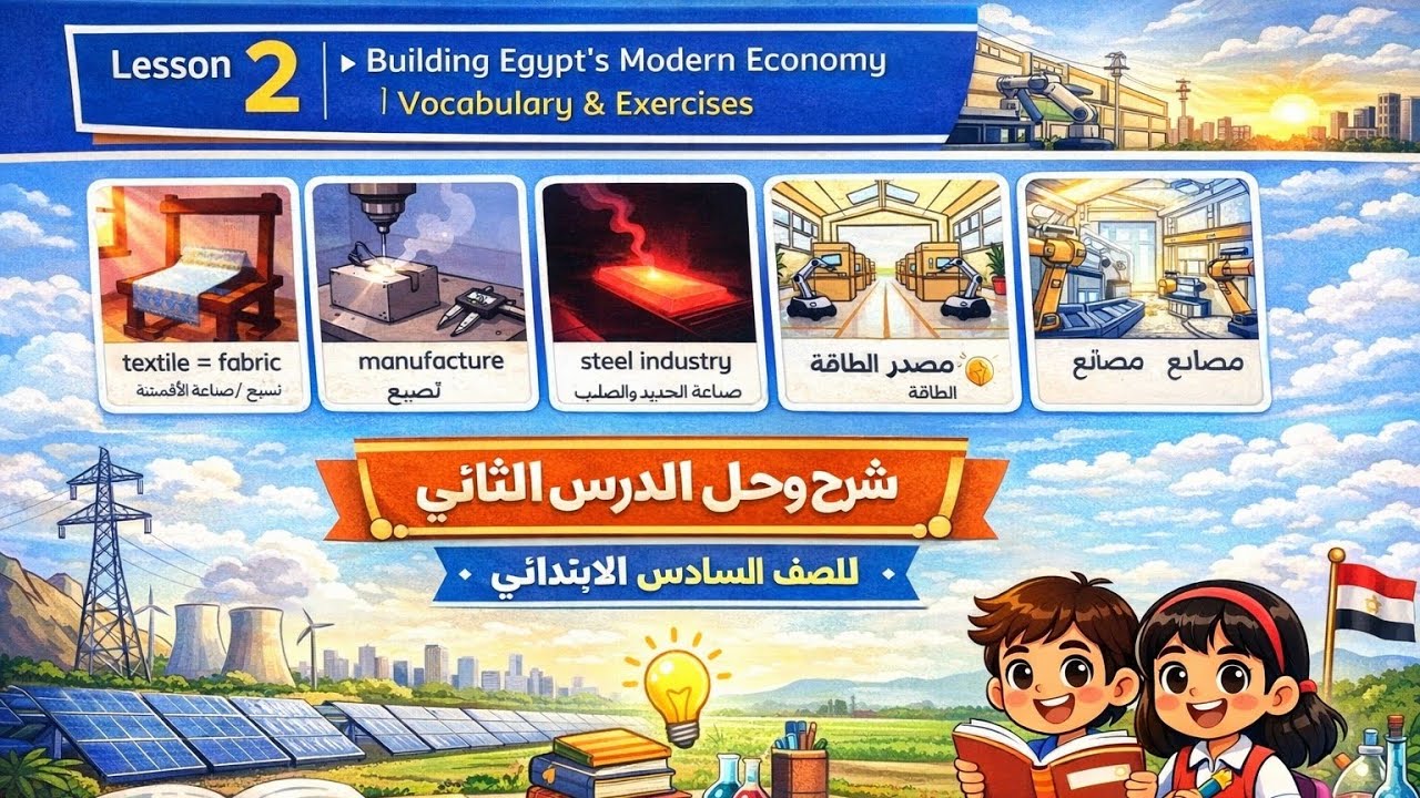 شرح وحل الدرس الثاني الوحدة الرابعة انجليزي الصف السادس الابتدائي الترم الثاني 2026