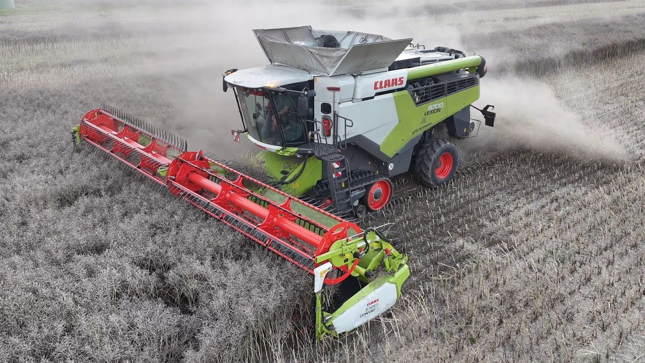 CLAAS LEXION 8700TT beim Raps dreschen / Abfahrer FENDT 942 / 4K