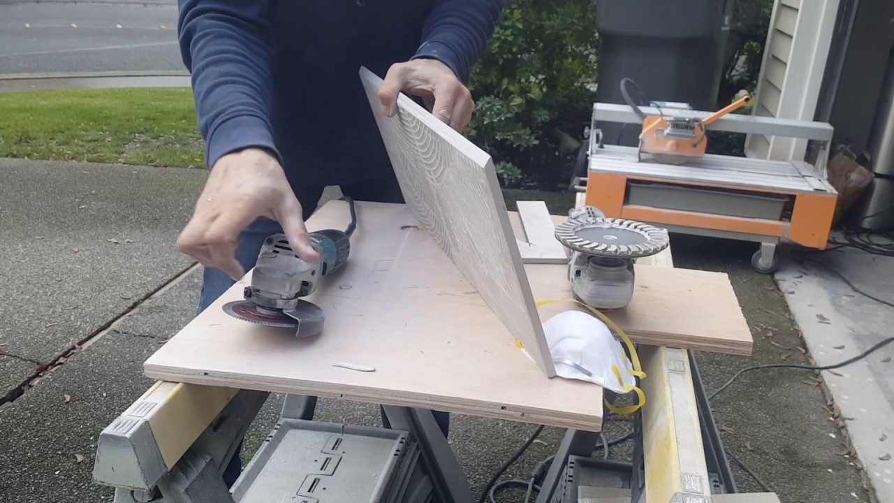 Dry Tile Cut at 45 degree. Tile Edge. Сухая резка края плитки под 45 градусов.