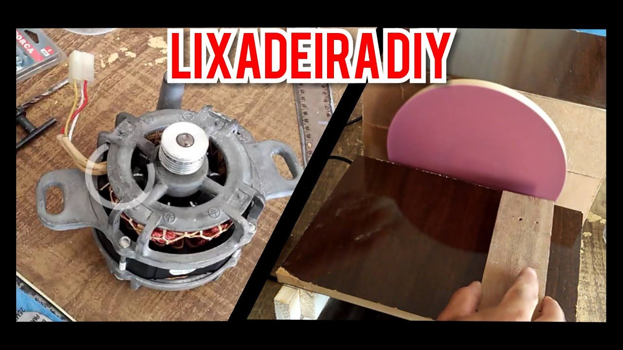 Lixadeira de bancada com motor de máquina de lavar - DIY