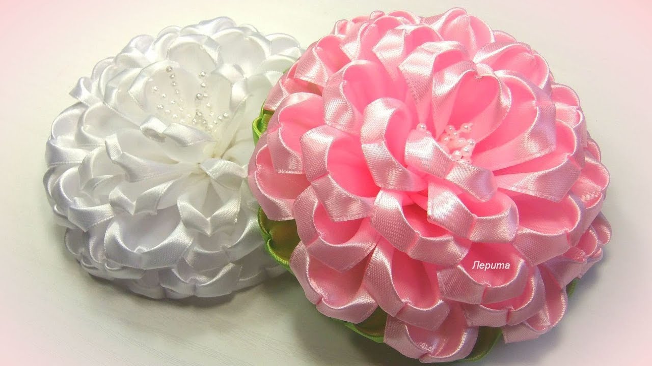 Цветы из лент, канзаши, МК /DIY satin ribbon flower, kanzashi