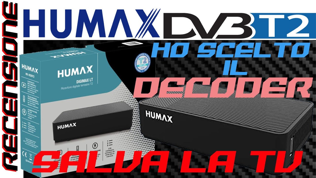 NON cambiare il TV ! RECENSIONE test Decoder HUMAX DVBT2 Digimax LT-HD2020T2