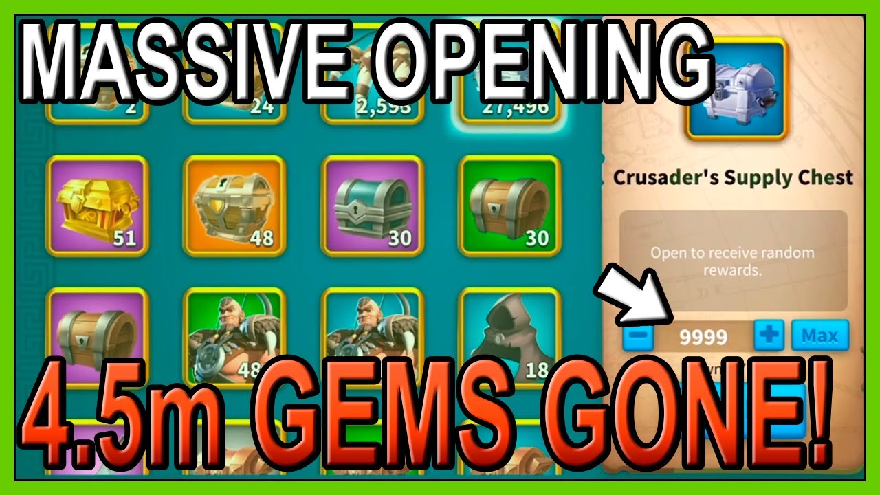 4.5m GEMS - Biggest Crusader Supply Chest Opening EVER! - Rise of Kingdoms