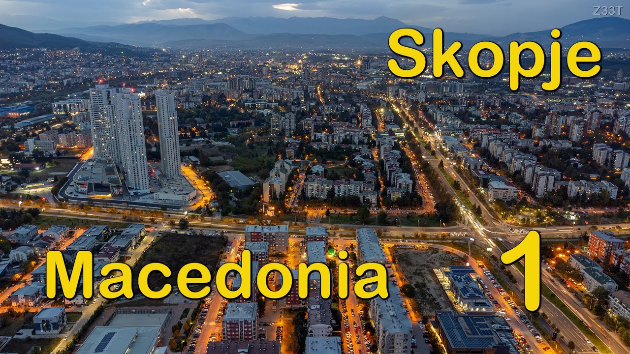 Skopje - Macedonia (Evening footage from above) 1