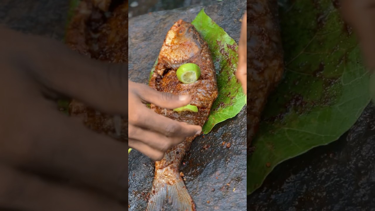 Roasted Wild River Fish | Primitive Cooking by the River 🐟🔥