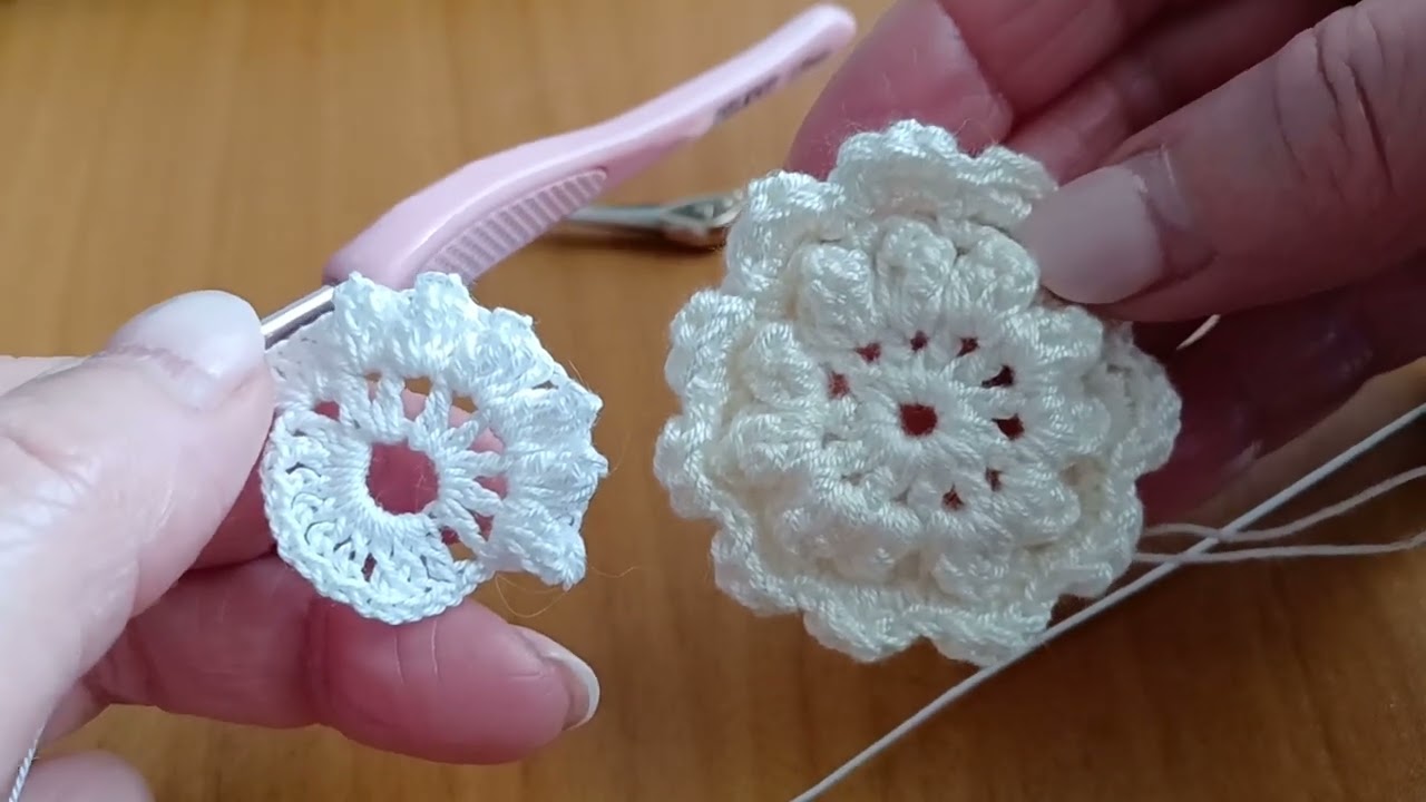 Motivo flor pipoca ,croché irlandês 