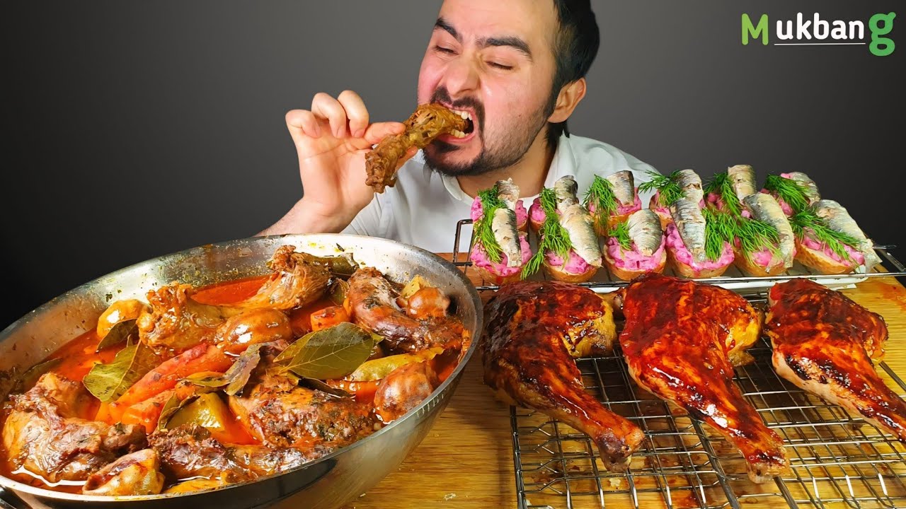 ASMR MUKBANG | Delicious Turkey Necks Recipe, Chicken Drumsticks, Eating