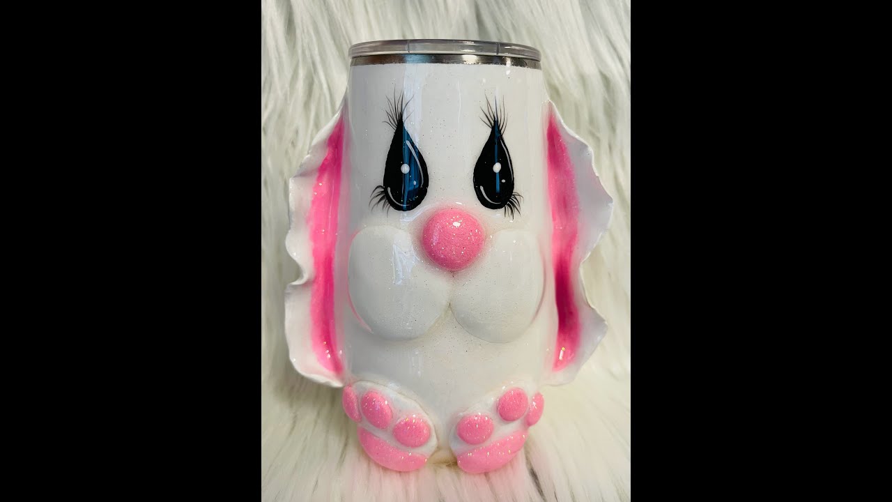 3D Bunny Tumbler with baked clay