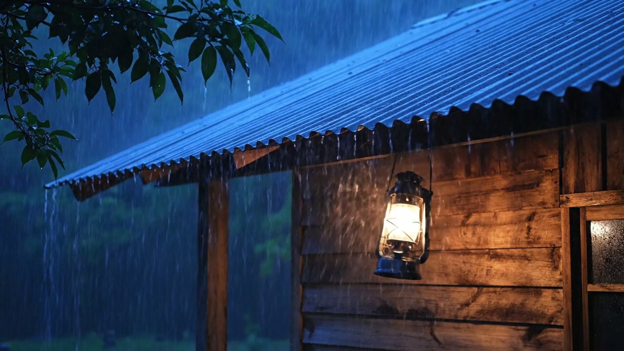 Sonidos de lluvia para dormir sin anuncios – ASMR Tormenta eléctrica en techo de lámina para su...