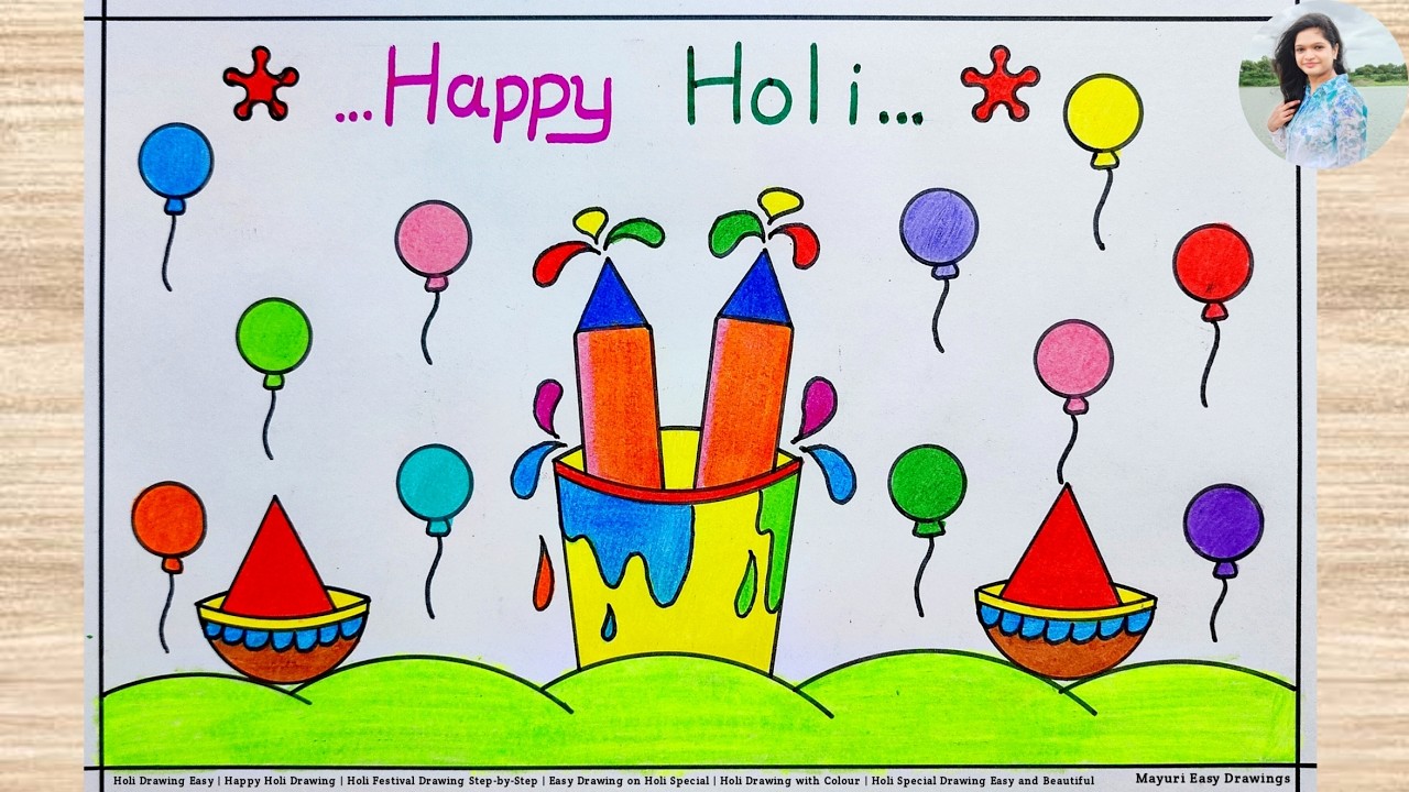 HOLI Drawing Easy | Happy Holi Festival Drawing | How to Draw Happy Holi Poster | Holi Special