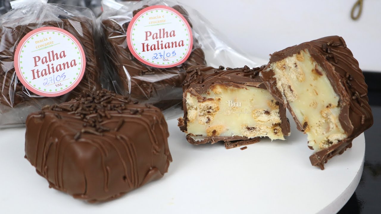 FAÇA E VENDA PALHA ITALIANA COBERTA COM CHOCOLATE - PALHA ITALIANA COM CHOCOLATE | Bru na Cozinha |