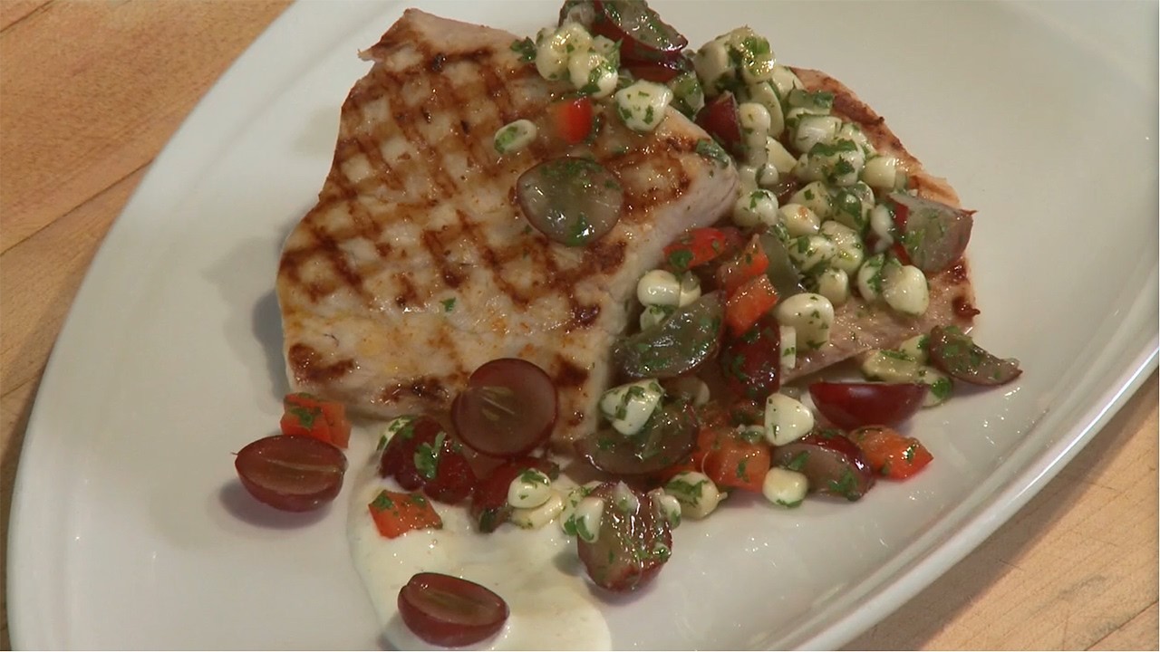 Grilled Mahi Mahi with Red Grapes and Corn Salsa