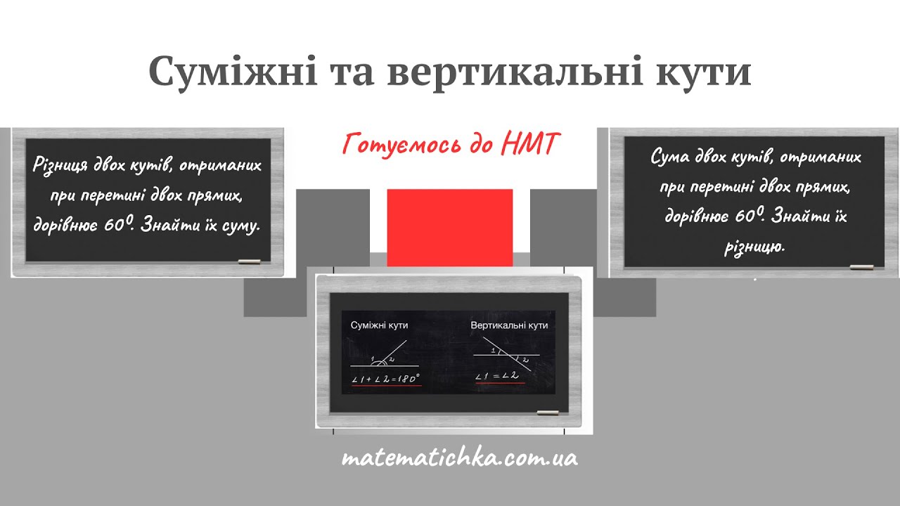 Суміжні та вертикальні кути. Готуємось до НМТ
