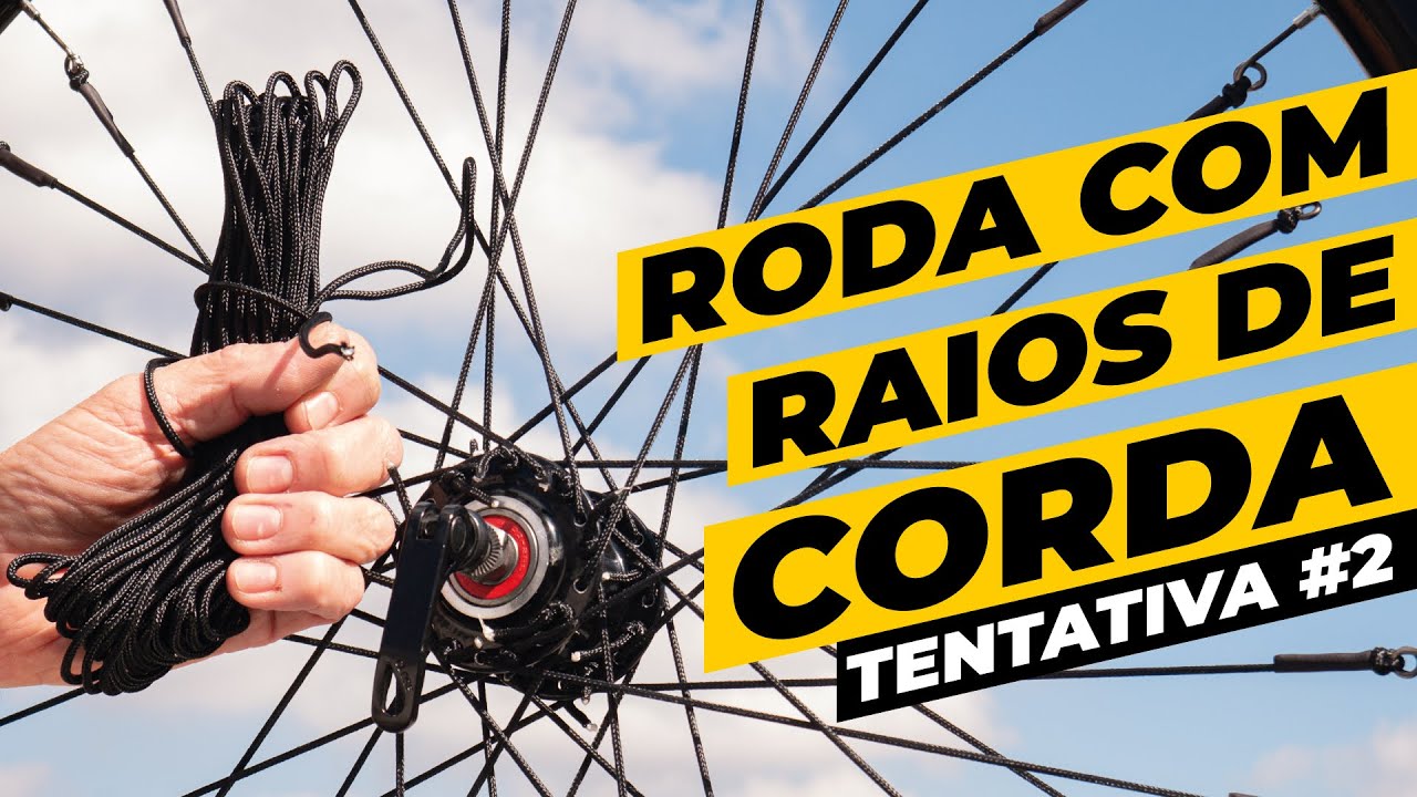 Testamos outra corda como raio de roda. Será que aguentou? Pedaleria