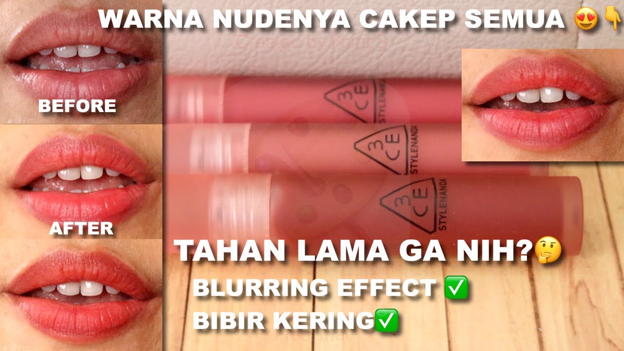 3CE BLUR WATER TINT REVIEW + TEST KETAHANAN | SEMUA WARNA NUDE CAKEP BANGET 😍 | Maria Soelisty