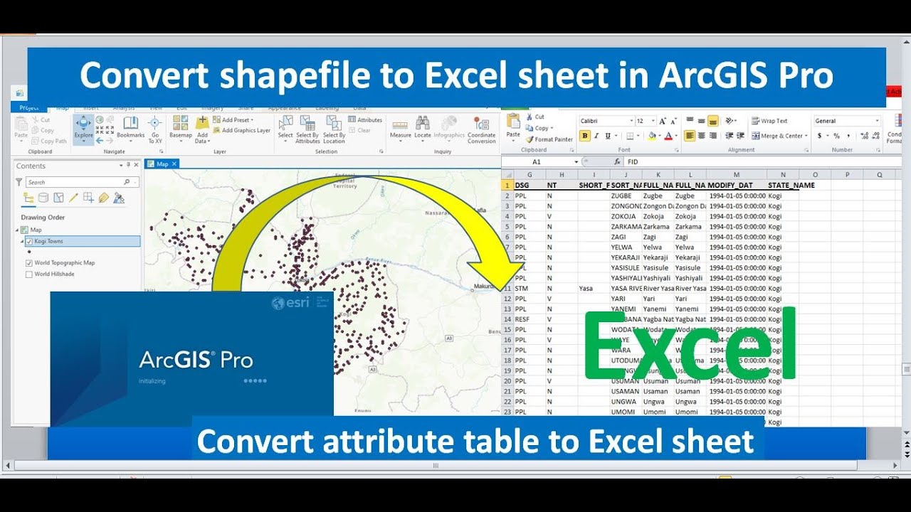 Convert shapefile (table) to Excel sheet in ArcGIS Pro