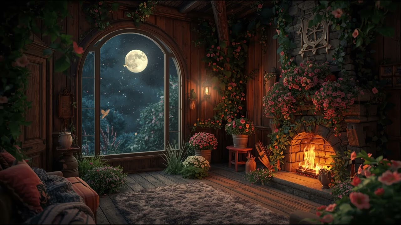 Cozy Cabin with Crackling | Fireplace for Sleep Fast