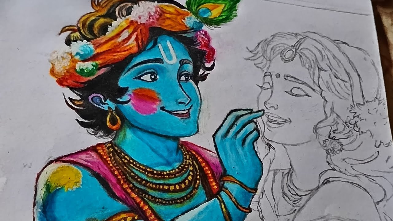 #হোলি স্পেশাল ছবি আঁকা#রাধাকৃষ্ণ কালার করা ড্রয়িং#হ্যাপি হোল#নিউ ভিডিও হলিউড