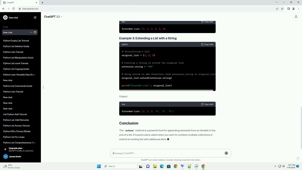 list python extend