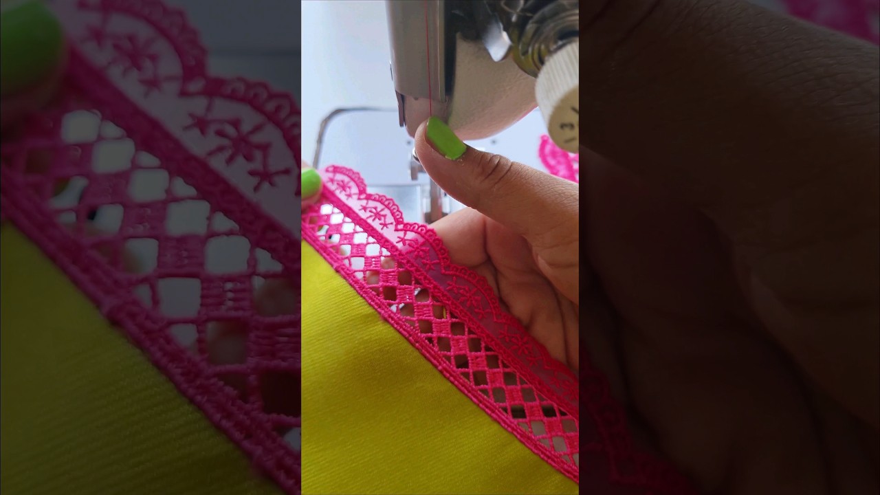 Sewing Tips And Tricks For Lace Attach On V Neck | Aaj V Neck Par Lace Lgayi Hai #Shorts #vneck