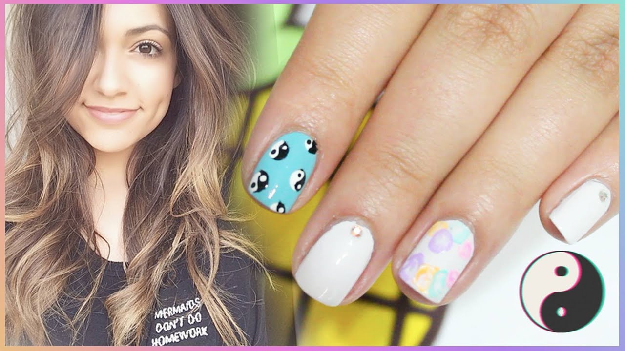 BETHANY MOTA ☯ Yin Yang & Floral Nails