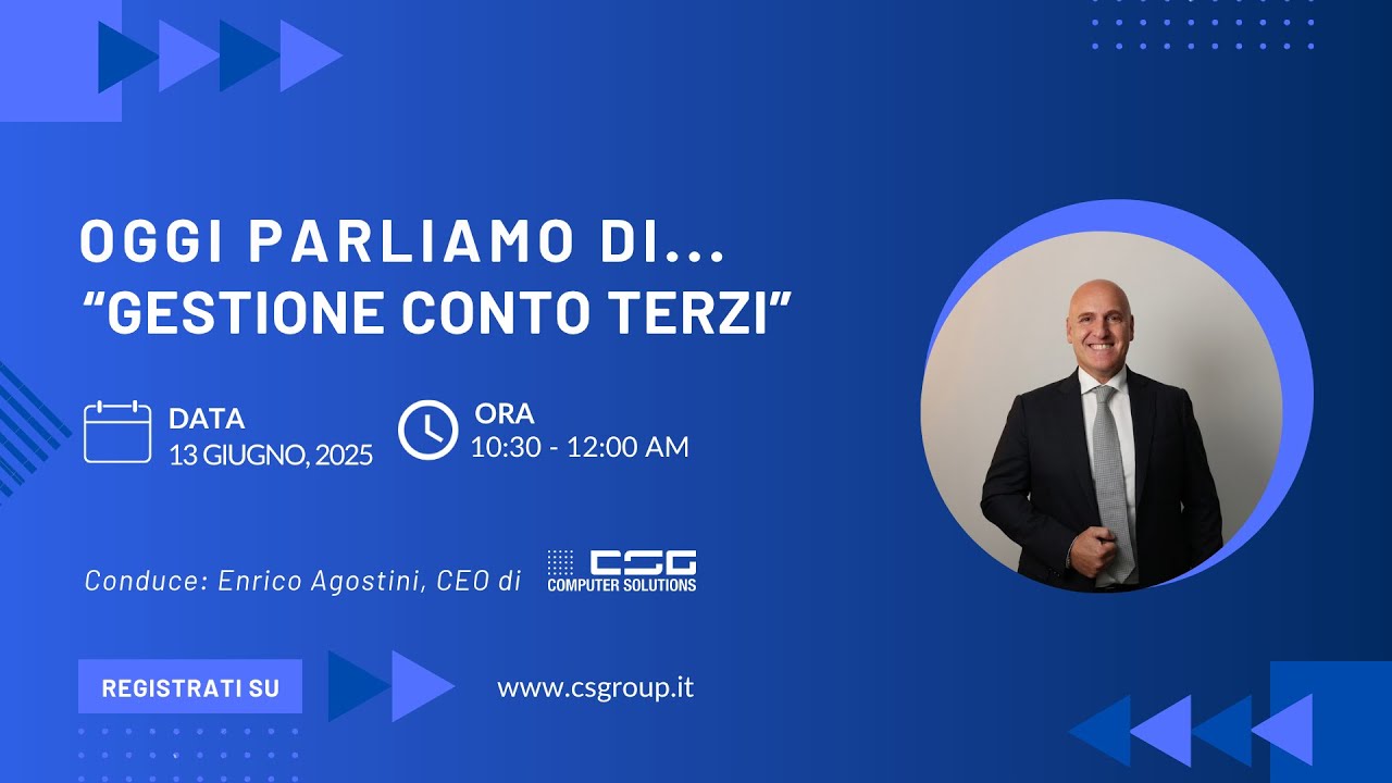 OGGI PARLIAMO DI   GESTIONE CONTO TERZI