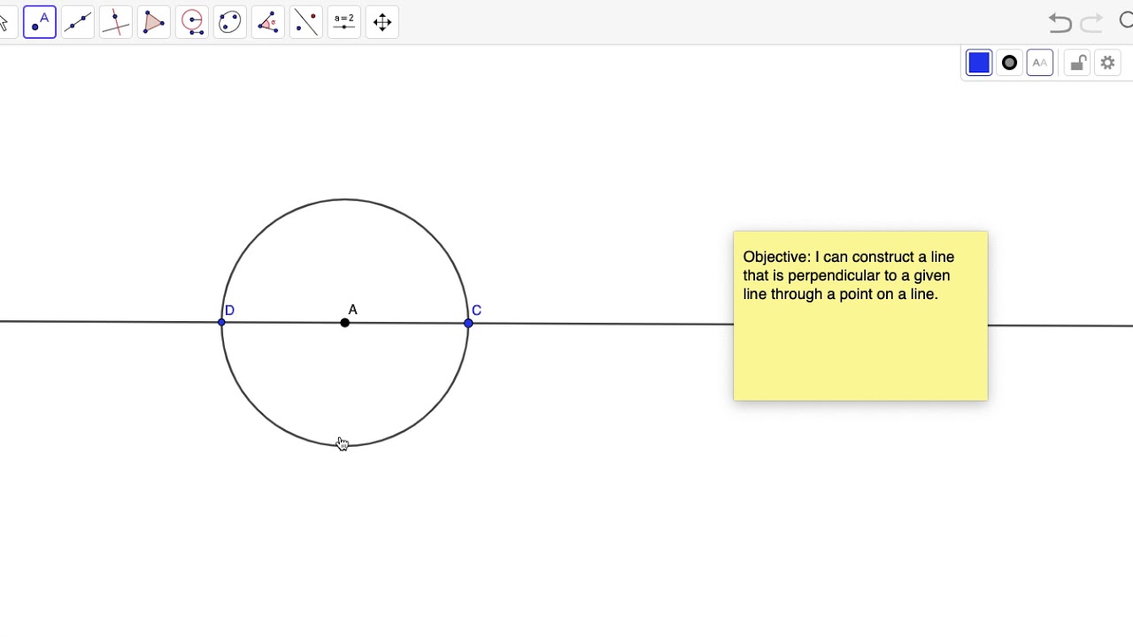 Construction  - Geogebra  - Perpendicular Through a Point on a Line