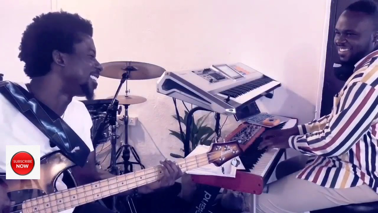 James Mireku and his brother Kwame Yeboah displaying their talent in a studio.