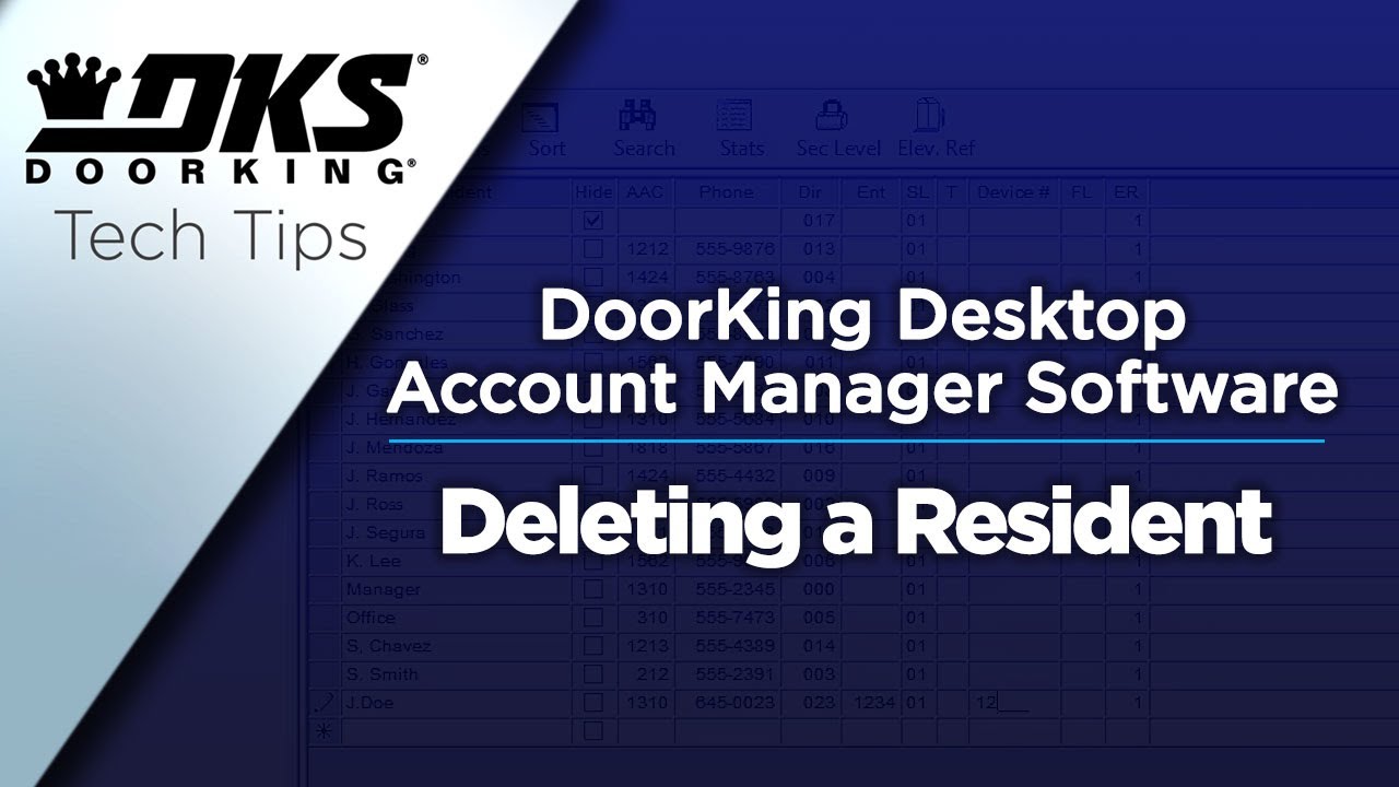 DKS Tech Tips: DoorKing 32 Remote Account Manager Software – Deleting a Resident