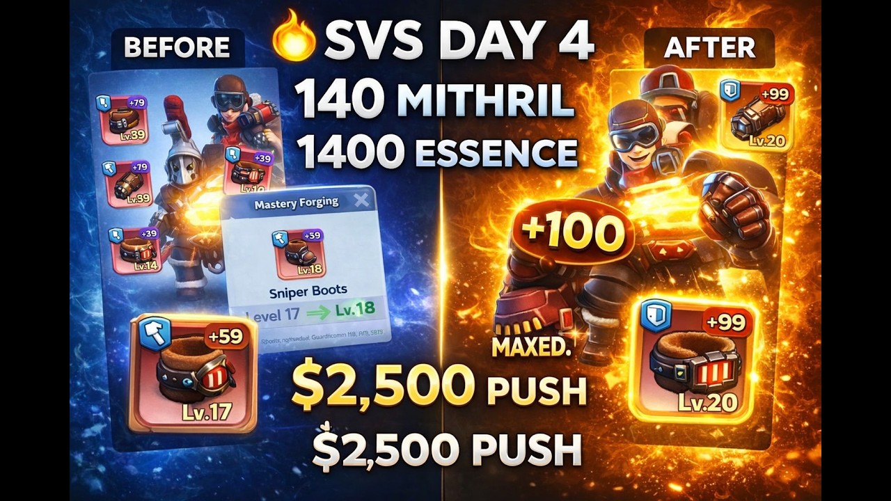Whiteout Survival SVS Day 4: 140 Mithril & 1400 Essence ($2500 Push)