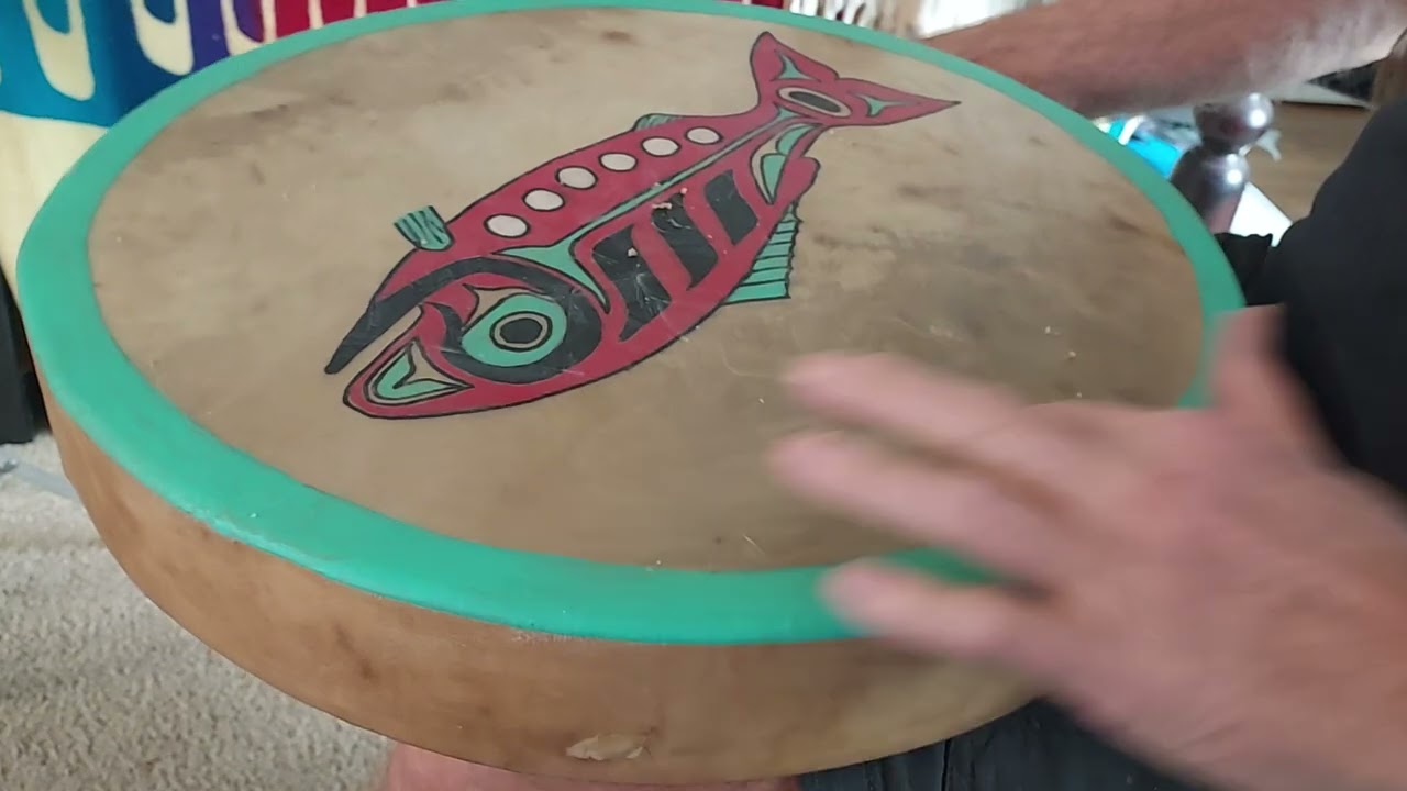 Final Process Putting Wax On Tlingit Frog Designed Drum 
