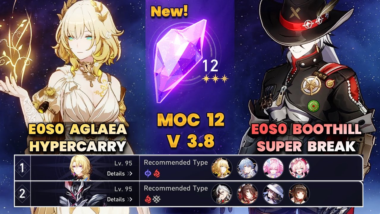 E0S0 Aglaea Hypercarry & E0S0 Boothill Super Break | New MOC12 | 3 Stars | HSR | V3.8 |