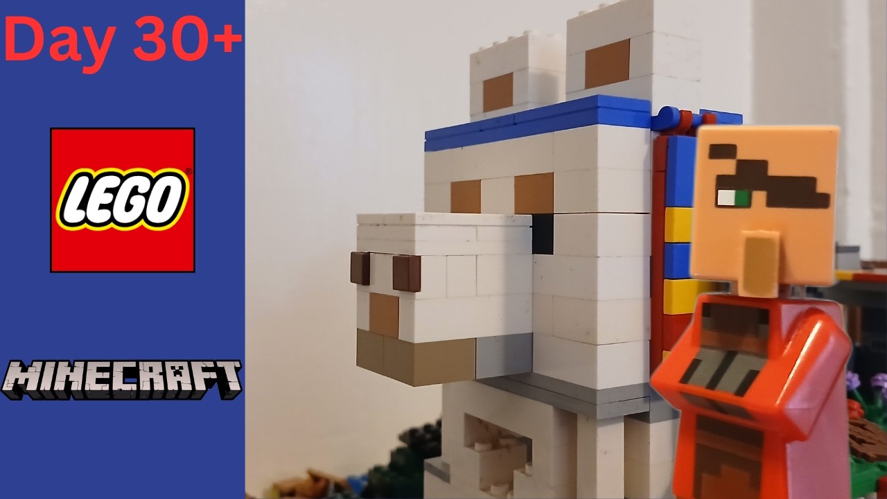 Building a Massive Lego Minecraft World (Day 31) The Llama Village - The Final Day
