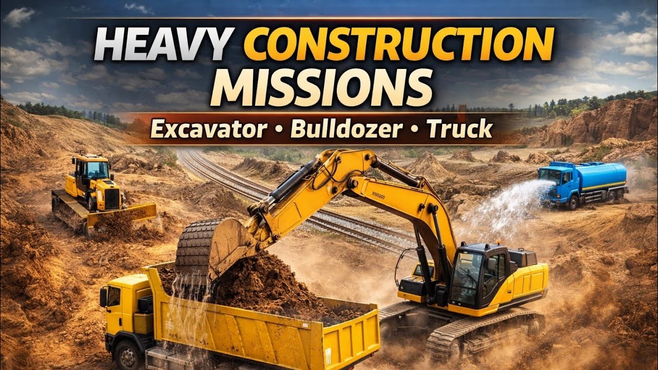 Heavy Construction Simulator | Excavator & Truck Missions Gameplay | Real Excavator Game