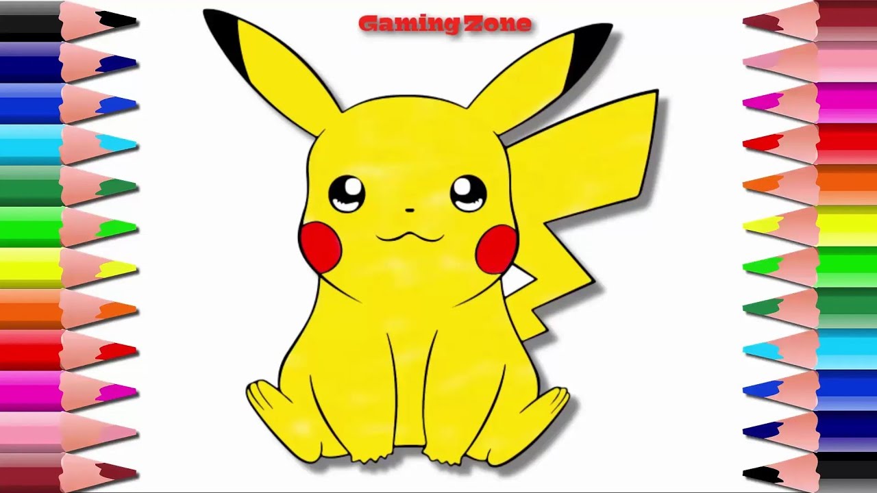 Pikachu Coloring Fun: Cute Pikachu Coloring Page - 