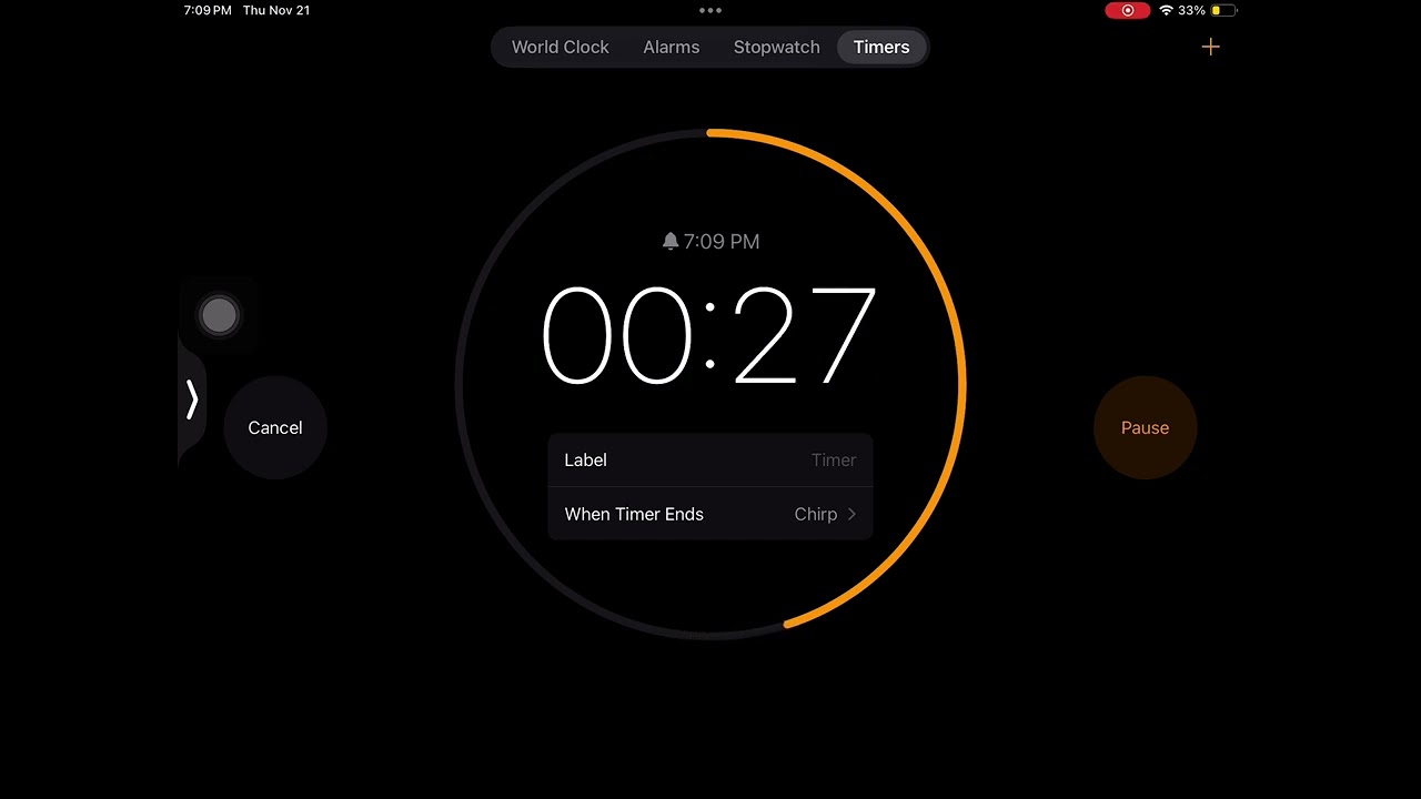 Timer app on iPadOS 18.1