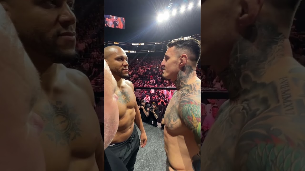 Tom Aspinall e Ciryl Gane: quem venceu a encarada na pesagem do #UFC321? 👀 #shorts