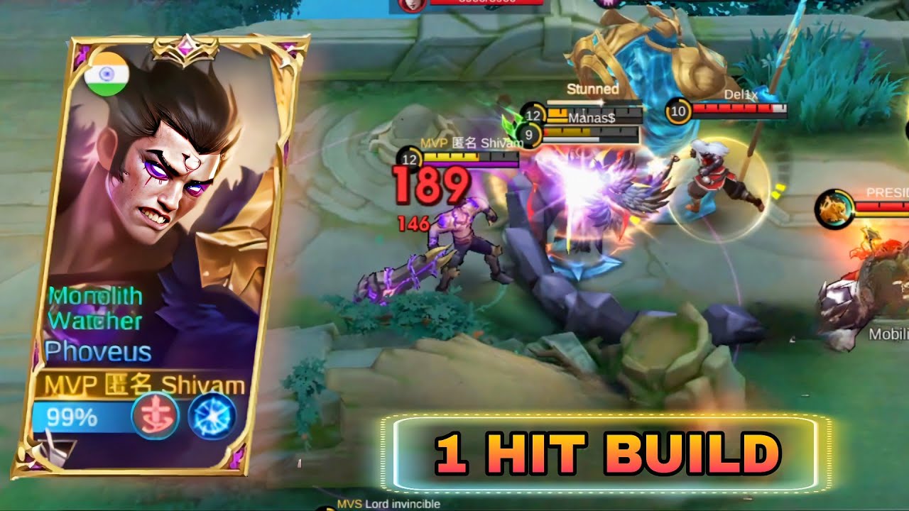 PHOVEUS TRY THIS NEW ONE HIT EMBLEM AND BUILD IS BROKEN AGAIN!(RANKED DOMINATION) MLBB